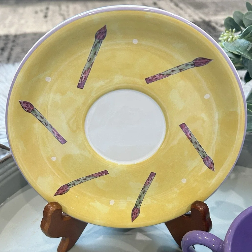 Bois D'Arc Tutti Fruitti by Essex Collection Cup & Saucer Set- Asparagus Design